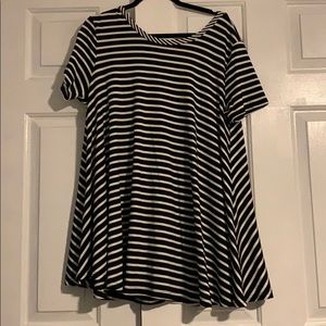 Open back stripped swing dress